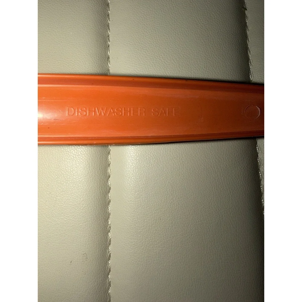 Vintage EKCO Orange Nylon Plastic Slotted Spaghetti Serving Spoon Retro